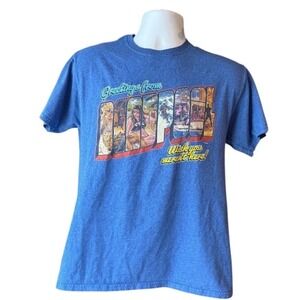 DEADPOOL Wish You Weren't Here Graphics‎ Tee Shirt Blue Size Small?